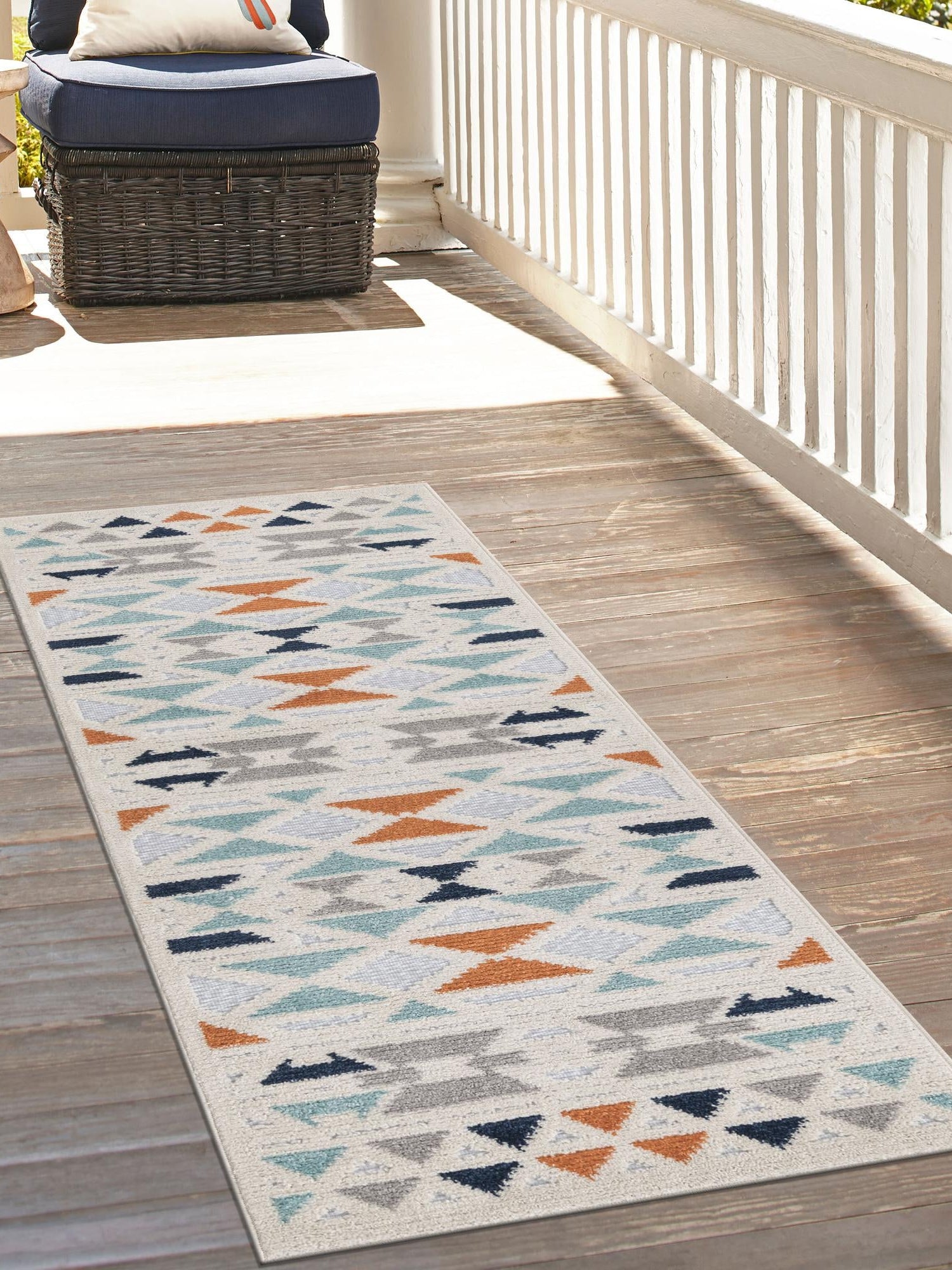 Gray 2' x 8' Aruba Outdoor Runner Area Rug Weather Resistant for Patio, Deck, Terrace, Balcony, Porch for Sale at Rug Engine