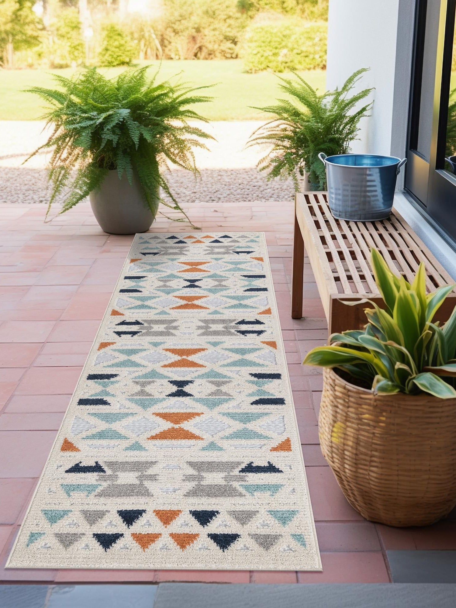 Gray 2' x 8' Aruba Outdoor Runner Area Rug Weather Resistant for Patio, Deck, Terrace, Balcony, Porch for Sale at Rug Engine