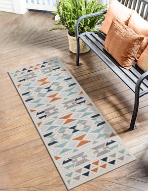 Gray 2' x 10' Aruba Outdoor Runner Area Rug Weather Resistant for Patio, Deck, Terrace, Balcony, Porch for Sale at Rug Engine