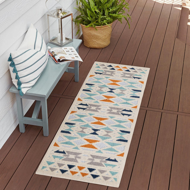 Gray 2' x 10' Aruba Outdoor Runner Area Rug Weather Resistant for Patio, Deck, Terrace, Balcony, Porch for Sale at Rug Engine