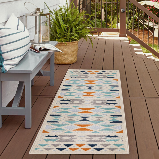 Gray 2' x 10' Aruba Outdoor Runner Area Rug Weather Resistant for Patio, Deck, Terrace, Balcony, Porch for Sale at Rug Engine
