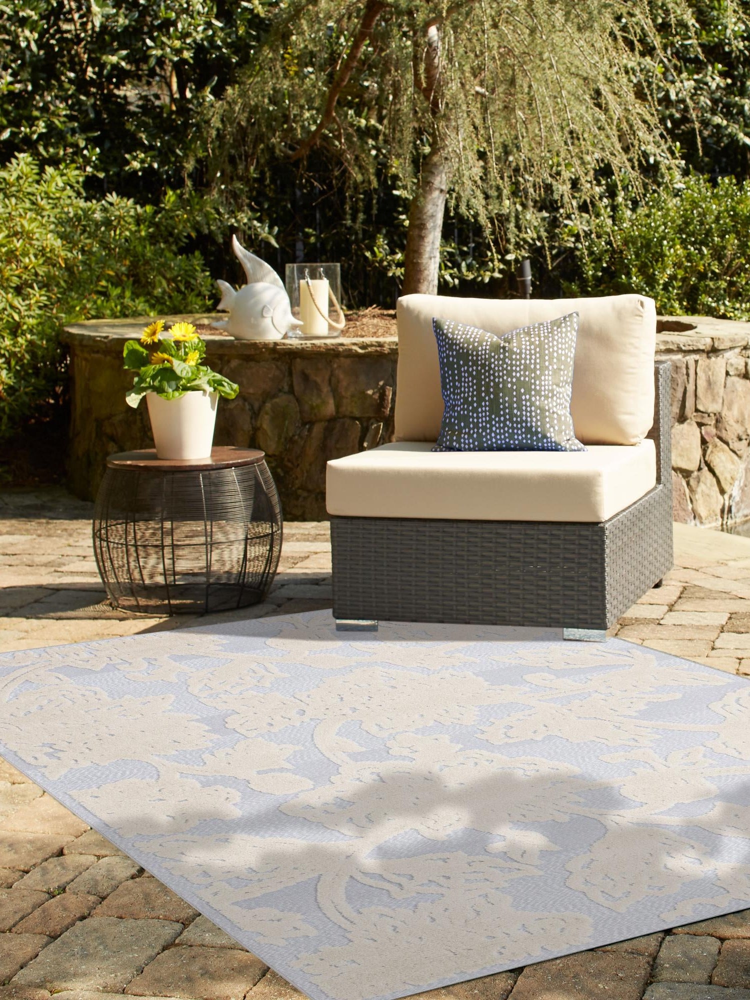 Gray 6' x 9' Aruba Outdoor Rectangle Area Rug Weather Resistant for Patio, Deck, Terrace, Balcony, Porch for Sale at Rug Engine