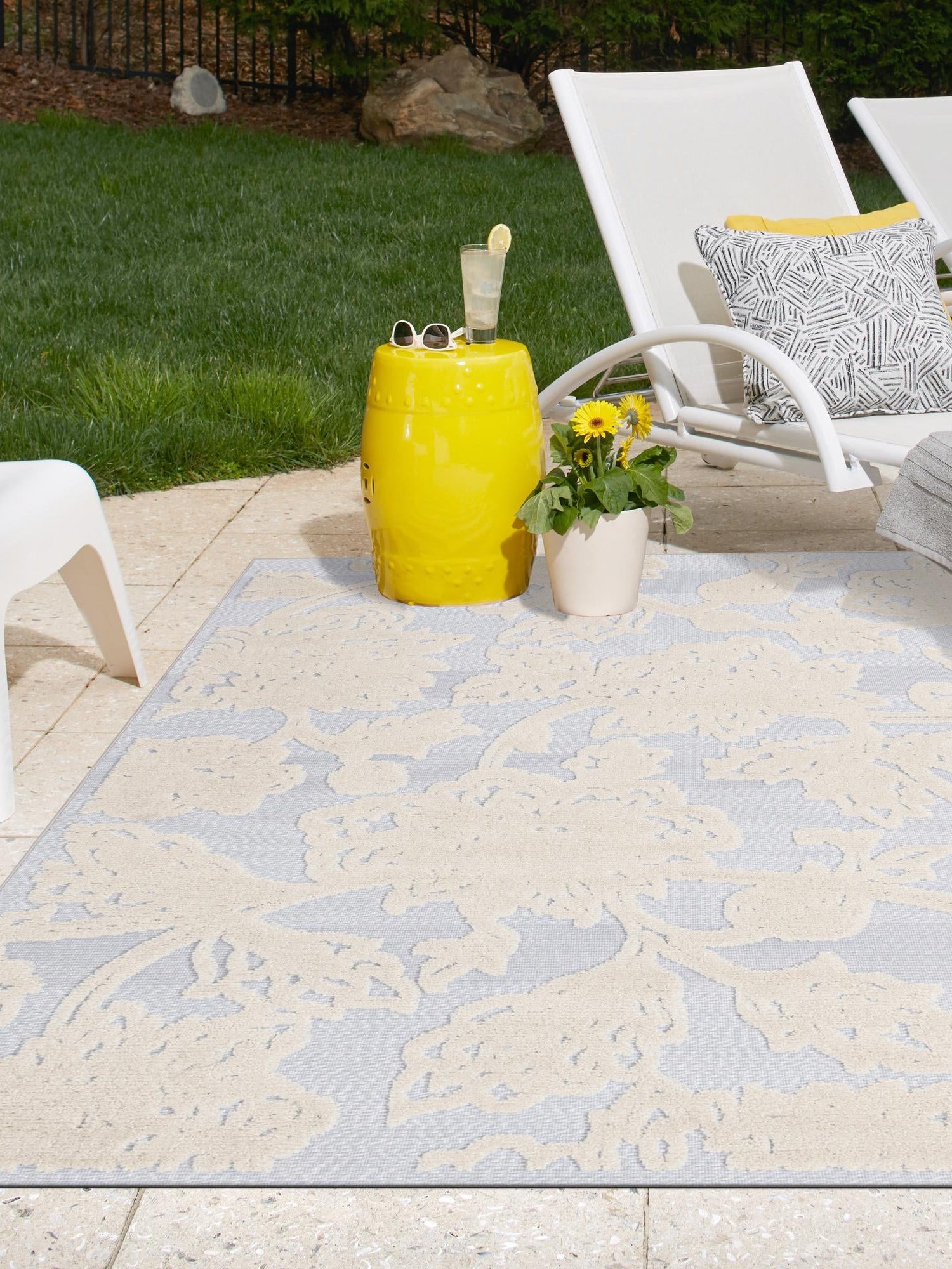 Gray 7' x 10' Aruba Outdoor Rectangle Area Rug Weather Resistant for Patio, Deck, Terrace, Balcony, Porch for Sale at Rug Engine