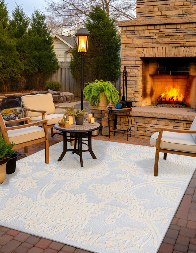 Gray 7' 10 x 7' 10 Aruba Outdoor Square Area Rug Weather Resistant for Patio, Deck, Terrace, Balcony, Porch for Sale at Rug Engine