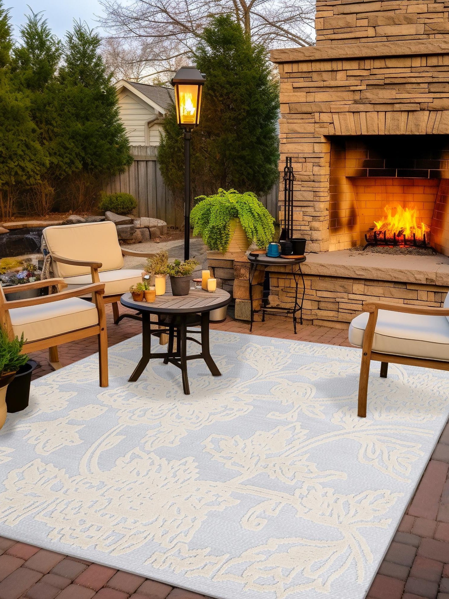 Gray 5' 3 x 5' 3 Aruba Outdoor Square Area Rug Weather Resistant for Patio, Deck, Terrace, Balcony, Porch for Sale at Rug Engine
