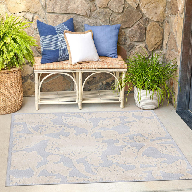 Gray 7' 10 x 7' 10 Aruba Outdoor Square Area Rug Weather Resistant for Patio, Deck, Terrace, Balcony, Porch for Sale at Rug Engine