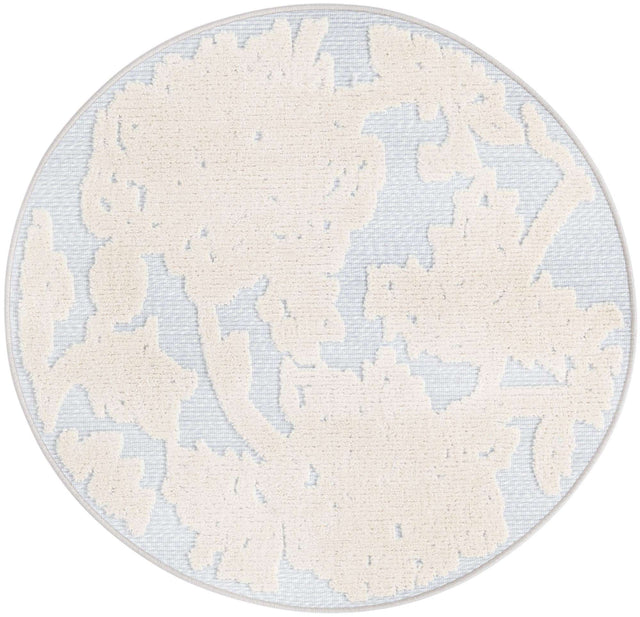 Gray 3' 3 x 3' 3 Aruba Outdoor Round Area Rug Weather Resistant for Patio, Deck, Terrace, Balcony, Porch for Sale at Rug Engine