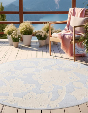 Gray 3' 3 x 3' 3 Aruba Outdoor Round Area Rug Weather Resistant for Patio, Deck, Terrace, Balcony, Porch for Sale at Rug Engine