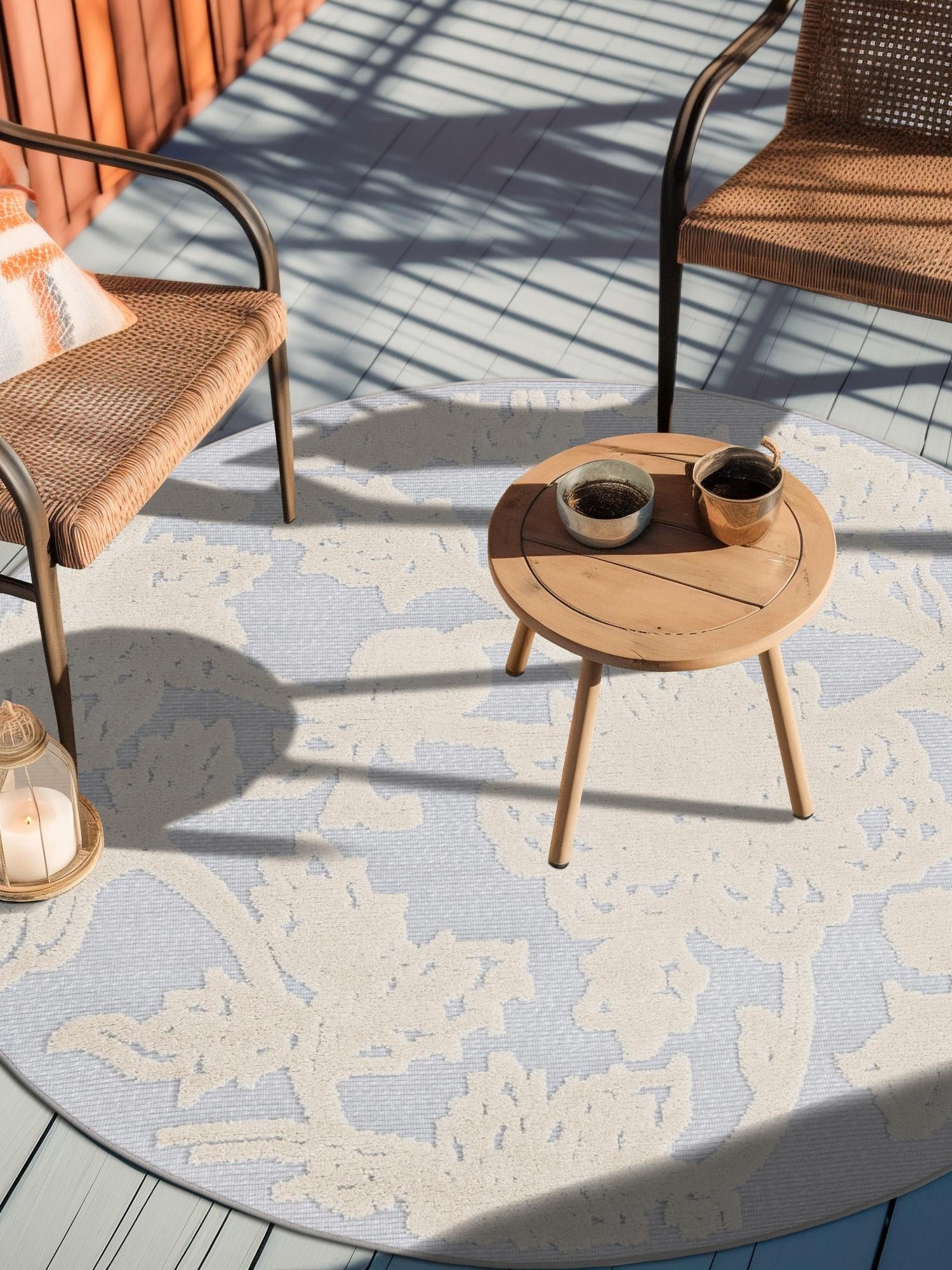 Gray 3' 3 x 3' 3 Aruba Outdoor Round Area Rug Weather Resistant for Patio, Deck, Terrace, Balcony, Porch for Sale at Rug Engine