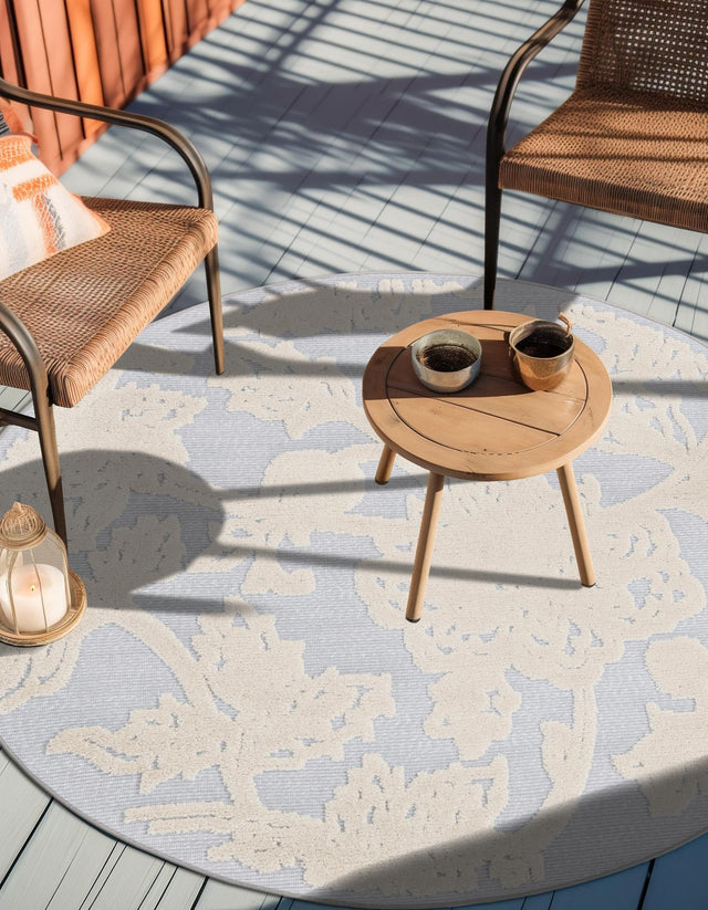 Gray 3' 3 x 3' 3 Aruba Outdoor Round Area Rug Weather Resistant for Patio, Deck, Terrace, Balcony, Porch for Sale at Rug Engine