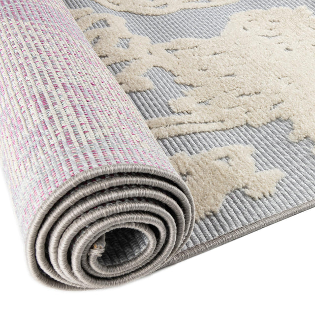 Gray 5' 3 x 5' 3 Aruba Outdoor Round Area Rug Weather Resistant for Patio, Deck, Terrace, Balcony, Porch for Sale at Rug Engine