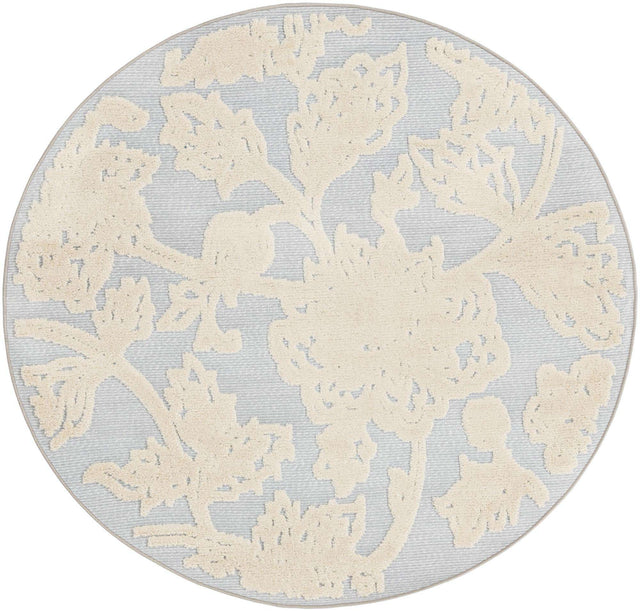 Gray 5' 3 x 5' 3 Aruba Outdoor Round Area Rug Weather Resistant for Patio, Deck, Terrace, Balcony, Porch for Sale at Rug Engine