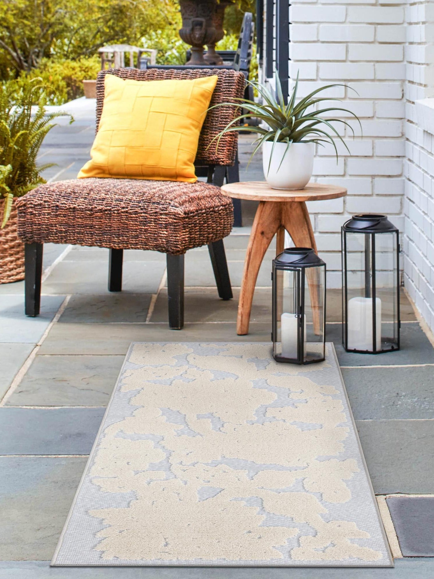 Gray 2' x 6' Aruba Outdoor Runner Area Rug Weather Resistant for Patio, Deck, Terrace, Balcony, Porch for Sale at Rug Engine