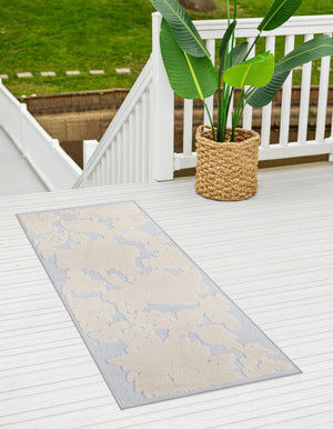 Gray 2' x 10' Aruba Outdoor Runner Area Rug Weather Resistant for Patio, Deck, Terrace, Balcony, Porch for Sale at Rug Engine