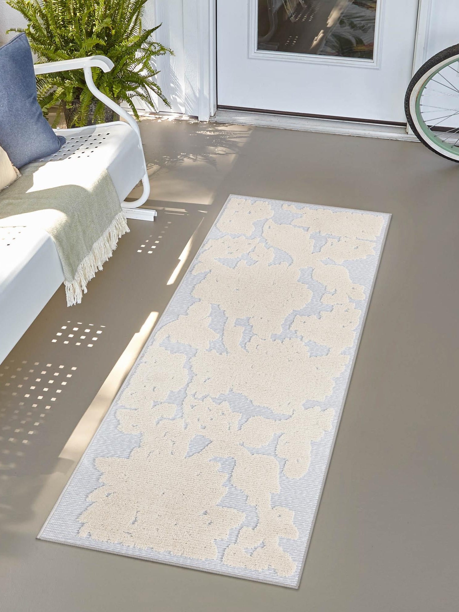 Gray 2' x 6' Aruba Outdoor Runner Area Rug Weather Resistant for Patio, Deck, Terrace, Balcony, Porch for Sale at Rug Engine