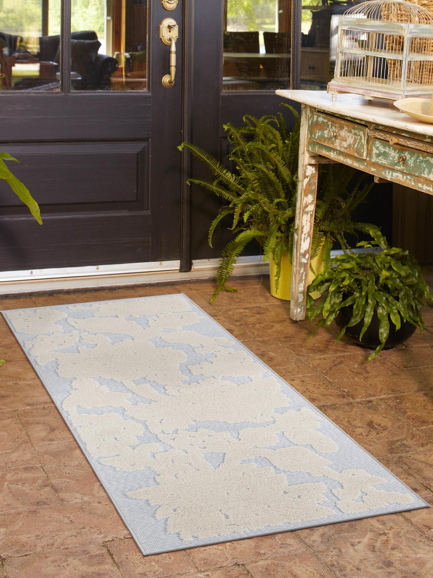 Gray 2' x 8' Aruba Outdoor Runner Area Rug Weather Resistant for Patio, Deck, Terrace, Balcony, Porch for Sale at Rug Engine