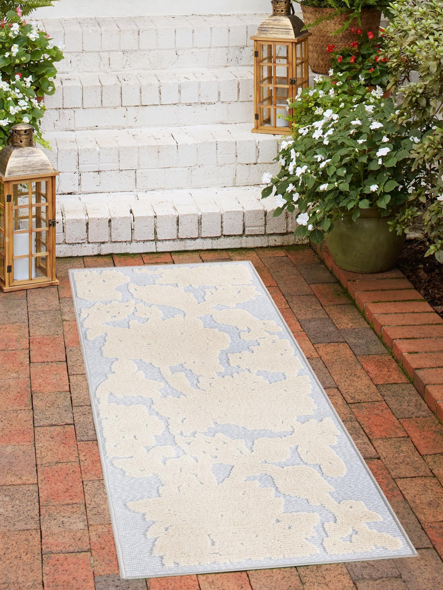 Gray 2' x 6' Aruba Outdoor Runner Area Rug Weather Resistant for Patio, Deck, Terrace, Balcony, Porch for Sale at Rug Engine
