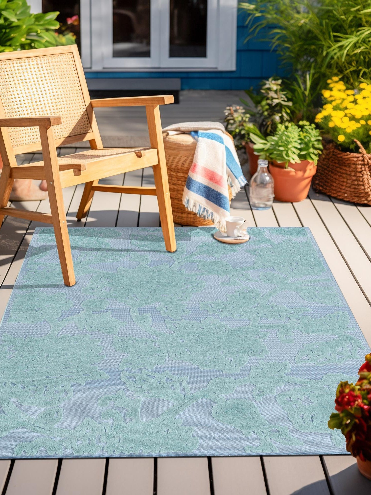 Navy Blue 4' x 6' Aruba Outdoor Rectangle Area Rug Weather Resistant for Patio, Deck, Terrace, Balcony, Porch for Sale at Rug Engine