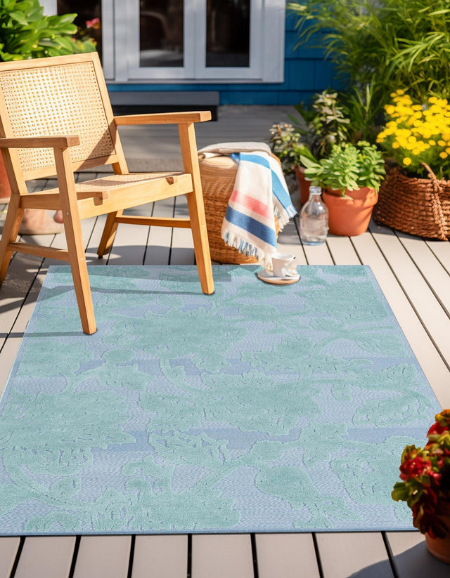 Navy Blue 4' x 6' Aruba Outdoor Rectangle Area Rug Weather Resistant for Patio, Deck, Terrace, Balcony, Porch for Sale at Rug Engine