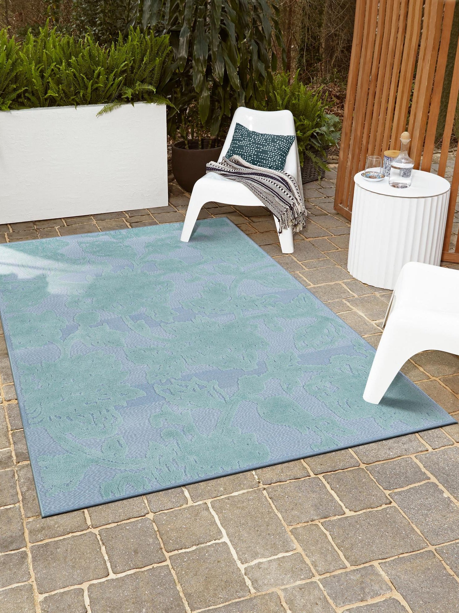Navy Blue 6' x 9' Aruba Outdoor Rectangle Area Rug Weather Resistant for Patio, Deck, Terrace, Balcony, Porch for Sale at Rug Engine