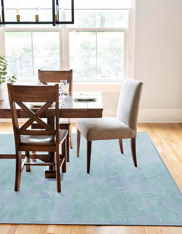 Navy Blue 9' x 12' Aruba Outdoor Rectangle Area Rug Weather Resistant for Patio, Deck, Terrace, Balcony, Porch for Sale at Rug Engine