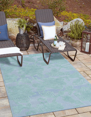 Navy Blue 7' 10 x 10' Aruba Outdoor Rectangle Area Rug Weather Resistant for Patio, Deck, Terrace, Balcony, Porch for Sale at Rug Engine