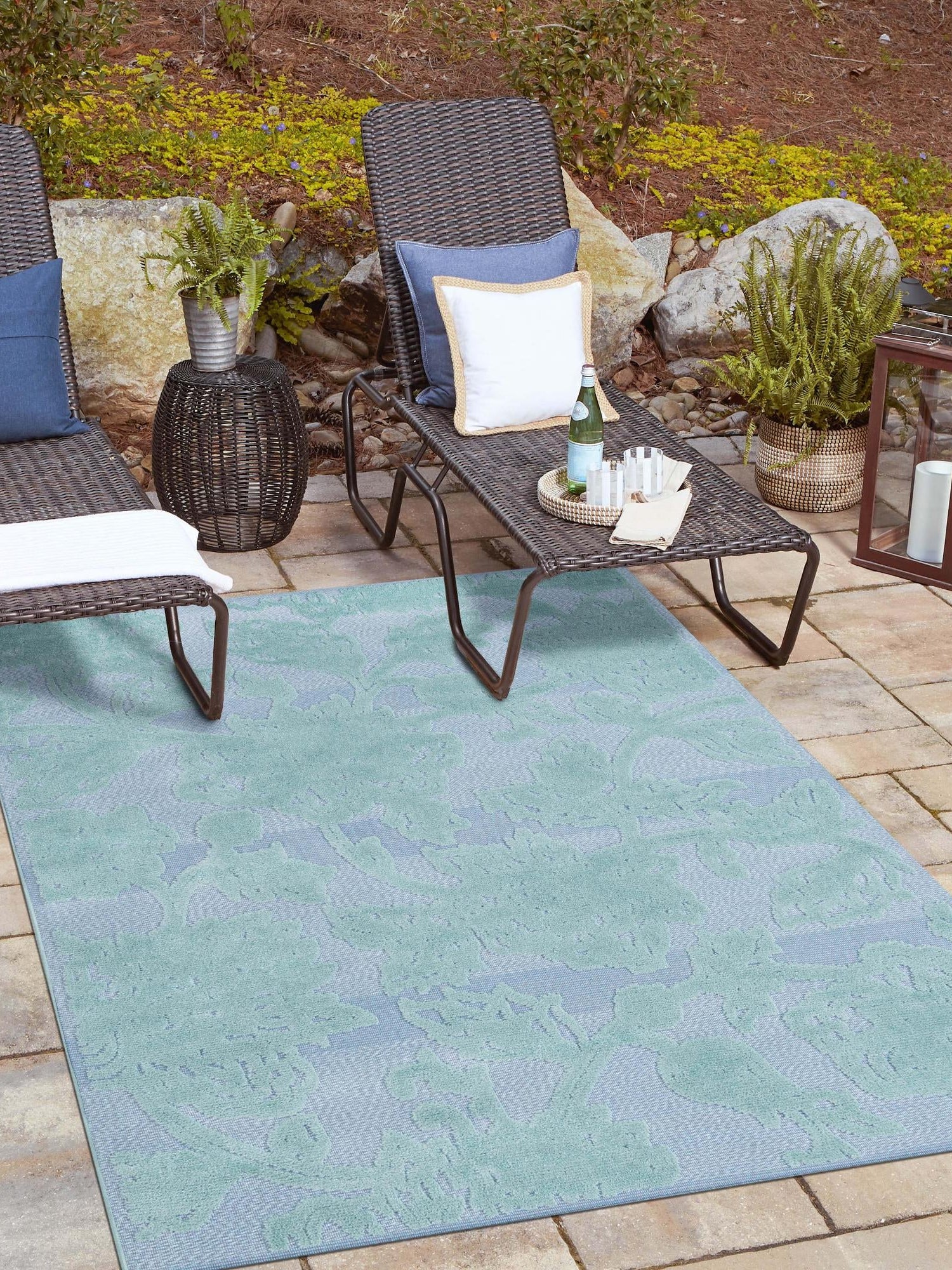 Navy Blue 2' x 3' Aruba Outdoor Rectangle Area Rug Weather Resistant for Patio, Deck, Terrace, Balcony, Porch for Sale at Rug Engine