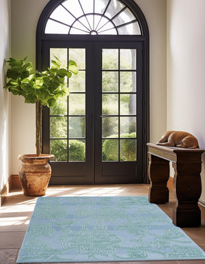 Navy Blue 5' 3 x 5' 3 Aruba Outdoor Square Area Rug Weather Resistant for Patio, Deck, Terrace, Balcony, Porch for Sale at Rug Engine