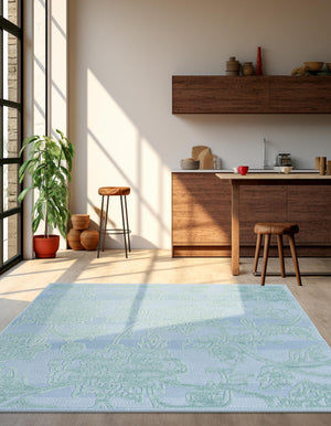 Navy Blue 7' 10 x 7' 10 Aruba Outdoor Square Area Rug Weather Resistant for Patio, Deck, Terrace, Balcony, Porch for Sale at Rug Engine