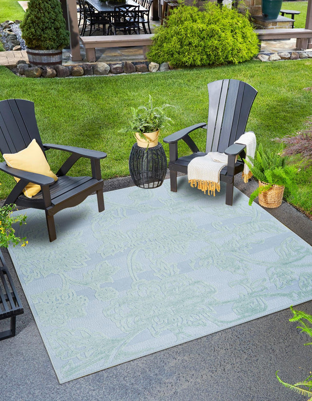 Navy Blue 7' 10 x 7' 10 Aruba Outdoor Square Area Rug Weather Resistant for Patio, Deck, Terrace, Balcony, Porch for Sale at Rug Engine
