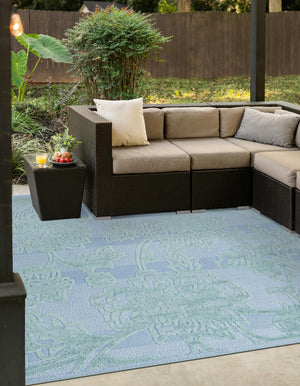 Navy Blue 7' 10 x 7' 10 Aruba Outdoor Square Area Rug Weather Resistant for Patio, Deck, Terrace, Balcony, Porch for Sale at Rug Engine