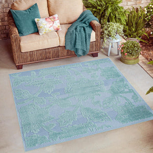 Navy Blue 7' 10 x 7' 10 Aruba Outdoor Square Area Rug Weather Resistant for Patio, Deck, Terrace, Balcony, Porch for Sale at Rug Engine