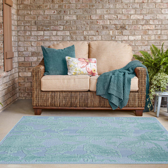 Navy Blue 5' 3 x 5' 3 Aruba Outdoor Square Area Rug Weather Resistant for Patio, Deck, Terrace, Balcony, Porch for Sale at Rug Engine
