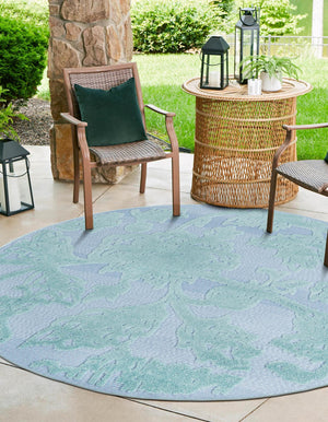 Navy Blue 5' 3 x 5' 3 Aruba Outdoor Round Area Rug Weather Resistant for Patio, Deck, Terrace, Balcony, Porch for Sale at Rug Engine