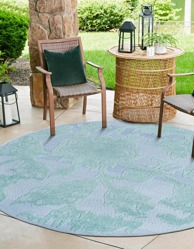 Navy Blue 5' 3 x 5' 3 Aruba Outdoor Round Area Rug Weather Resistant for Patio, Deck, Terrace, Balcony, Porch for Sale at Rug Engine