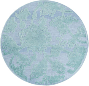 Navy Blue 5' 3 x 5' 3 Aruba Outdoor Round Area Rug Weather Resistant for Patio, Deck, Terrace, Balcony, Porch for Sale at Rug Engine