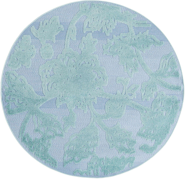 Navy Blue 5' 3 x 5' 3 Aruba Outdoor Round Area Rug Weather Resistant for Patio, Deck, Terrace, Balcony, Porch for Sale at Rug Engine