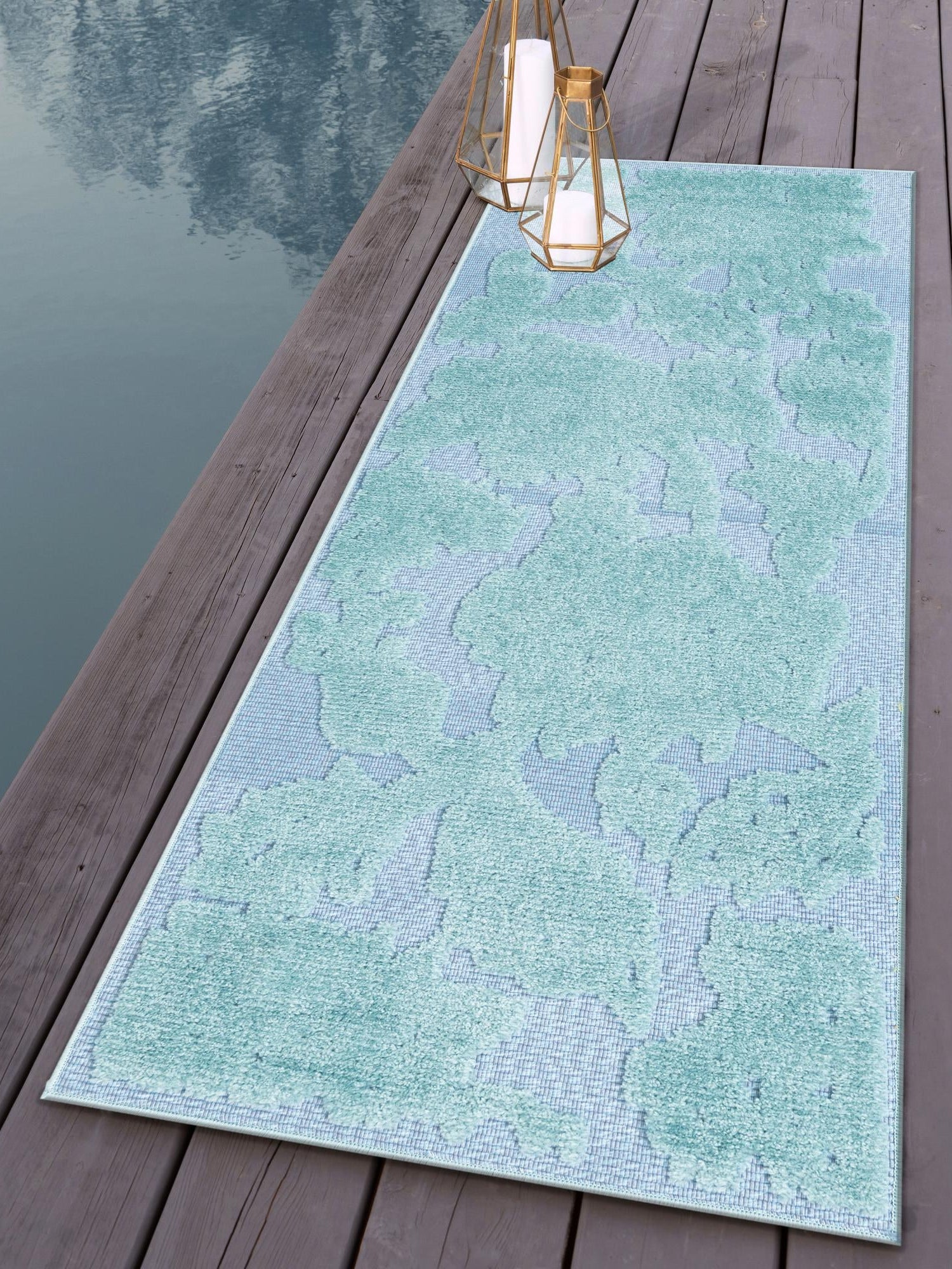 Navy Blue 2' x 6' Aruba Outdoor Runner Area Rug Weather Resistant for Patio, Deck, Terrace, Balcony, Porch for Sale at Rug Engine