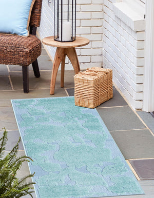 Navy Blue 2' x 10' Aruba Outdoor Runner Area Rug Weather Resistant for Patio, Deck, Terrace, Balcony, Porch for Sale at Rug Engine