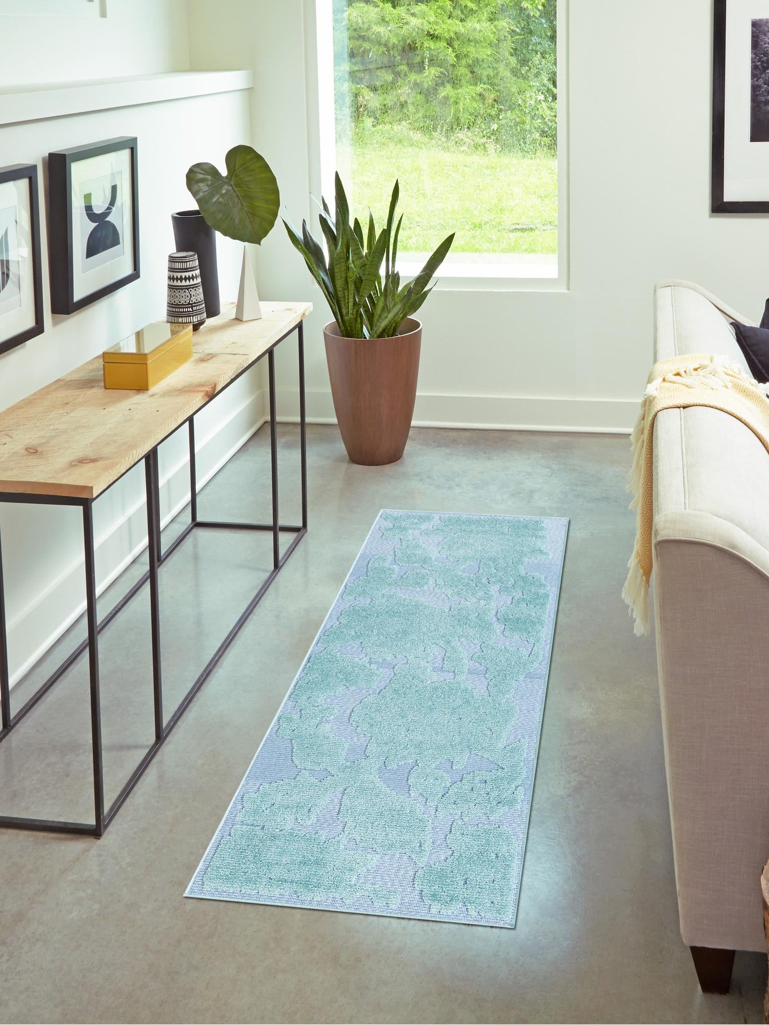 Navy Blue 2' x 6' Aruba Outdoor Runner Area Rug Weather Resistant for Patio, Deck, Terrace, Balcony, Porch for Sale at Rug Engine