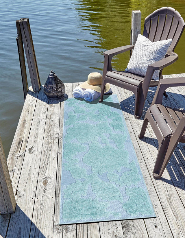 Navy Blue 2' x 10' Aruba Outdoor Runner Area Rug Weather Resistant for Patio, Deck, Terrace, Balcony, Porch for Sale at Rug Engine
