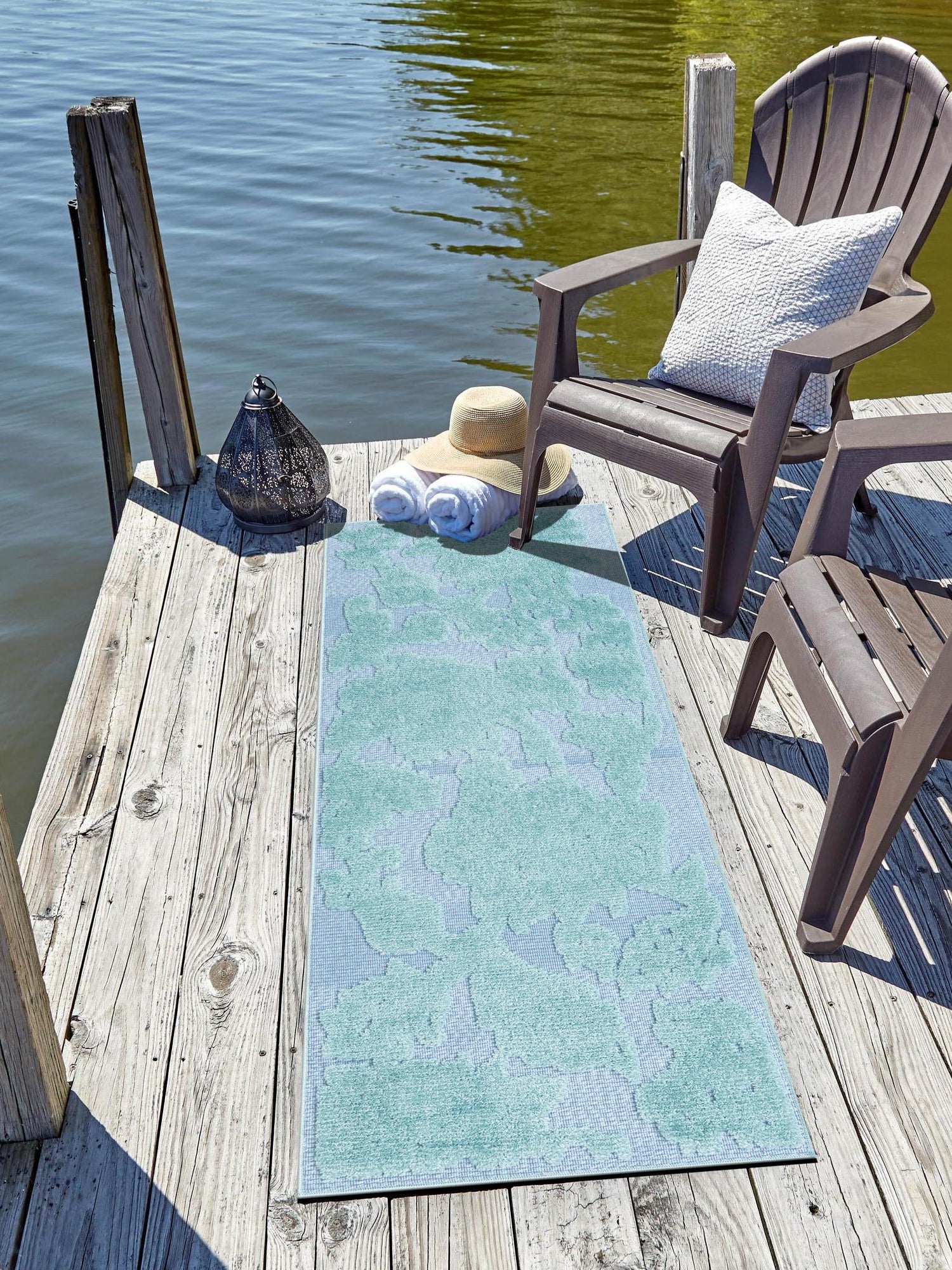 Navy Blue 2' x 8' Aruba Outdoor Runner Area Rug Weather Resistant for Patio, Deck, Terrace, Balcony, Porch for Sale at Rug Engine