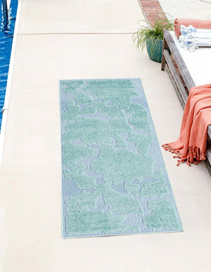 Navy Blue 2' x 10' Aruba Outdoor Runner Area Rug Weather Resistant for Patio, Deck, Terrace, Balcony, Porch for Sale at Rug Engine