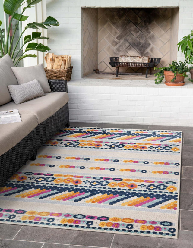 Gray 7' x 10' Aruba Outdoor Rectangle Area Rug Weather Resistant for Patio, Deck, Terrace, Balcony, Porch for Sale at Rug Engine