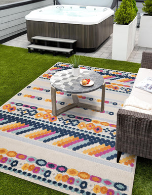 Gray 9' x 12' Aruba Outdoor Rectangle Area Rug Weather Resistant for Patio, Deck, Terrace, Balcony, Porch for Sale at Rug Engine