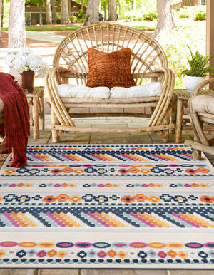 Gray 7' 10 x 7' 10 Aruba Outdoor Square Area Rug Weather Resistant for Patio, Deck, Terrace, Balcony, Porch for Sale at Rug Engine