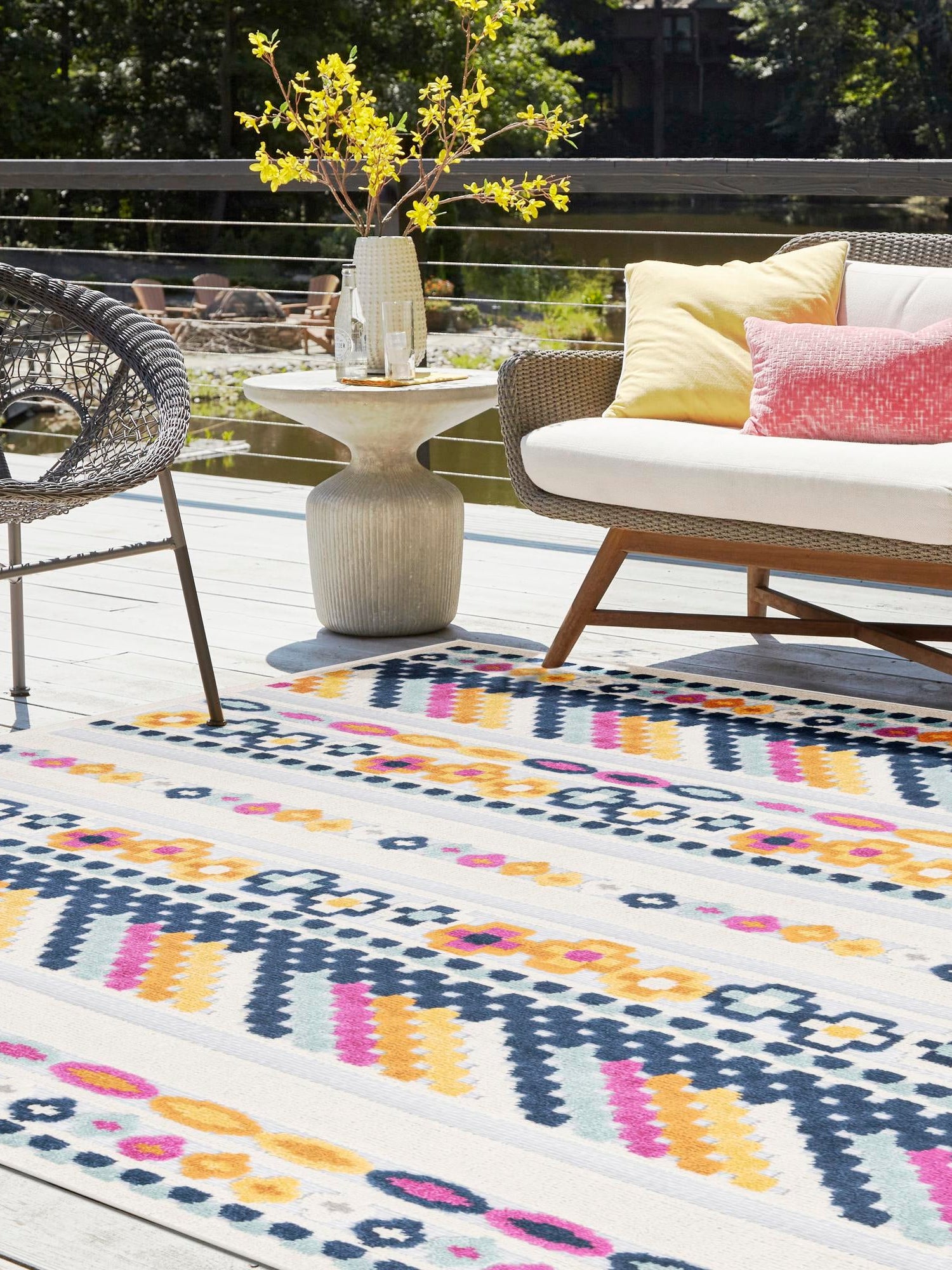 Gray 5' 3 x 5' 3 Aruba Outdoor Square Area Rug Weather Resistant for Patio, Deck, Terrace, Balcony, Porch for Sale at Rug Engine