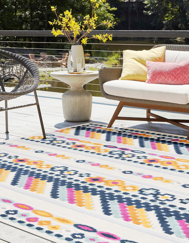 Gray 5' 3 x 5' 3 Aruba Outdoor Square Area Rug Weather Resistant for Patio, Deck, Terrace, Balcony, Porch for Sale at Rug Engine