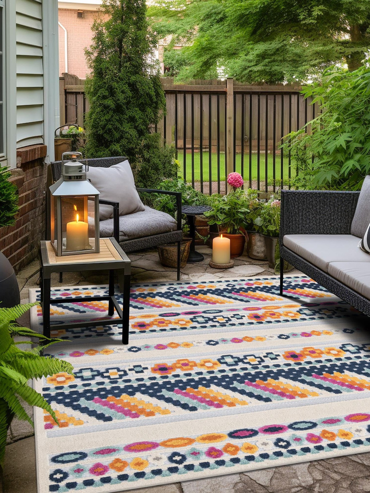 Gray 5' 3 x 5' 3 Aruba Outdoor Square Area Rug Weather Resistant for Patio, Deck, Terrace, Balcony, Porch for Sale at Rug Engine