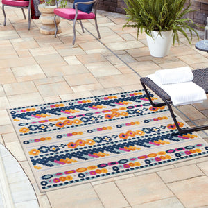 Gray 7' 10 x 7' 10 Aruba Outdoor Square Area Rug Weather Resistant for Patio, Deck, Terrace, Balcony, Porch for Sale at Rug Engine